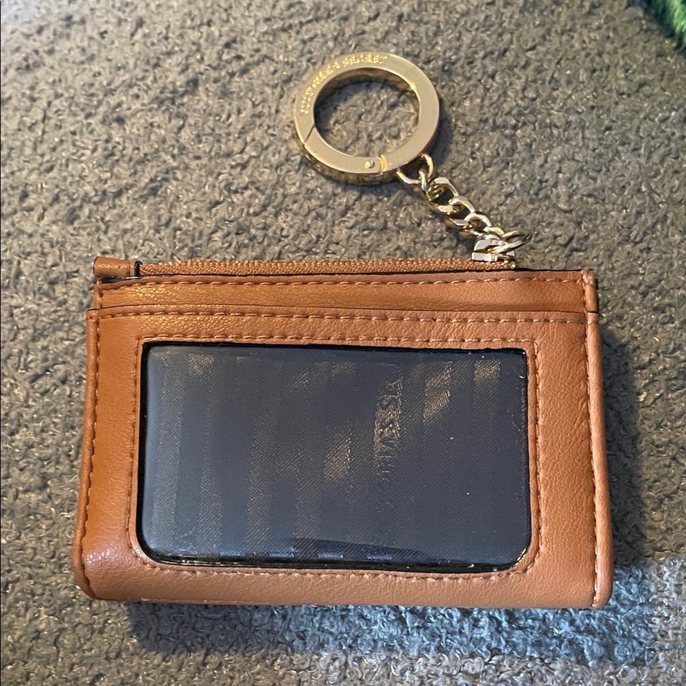 Victoria's Secret Brown Quilted Key & Card Holder with Gold Keyring - Picture 2 of 2